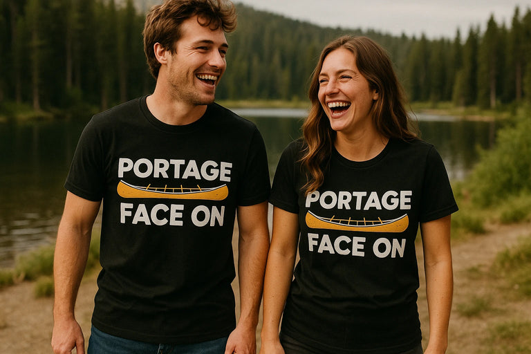Person wearing the black canoeing shirts graphic tee - 