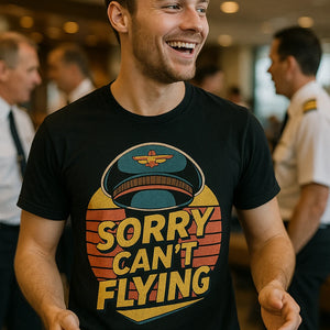 "Sorry Can'T Flying" black pilot shirts - also one of the best gifts for pilots