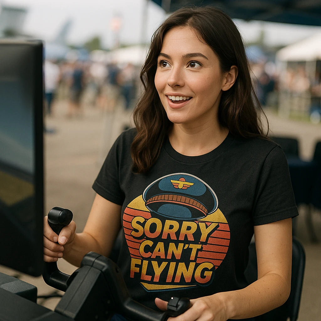 "Sorry Can'T Flying" black pilot shirts - also a stocking stuffers for pilots