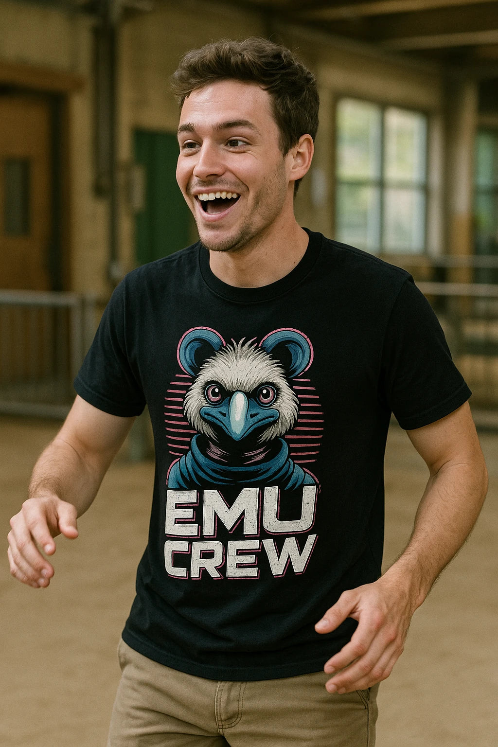 "Emu Crew" black zookeeper neon t shirt - a birthday gift for zookeeper