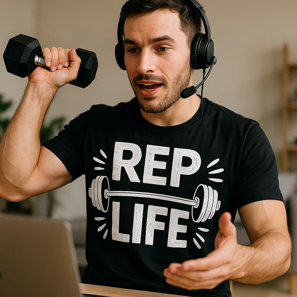 "Rep Life" black personal trainer t shirt - a christmas gift for a personal trainer