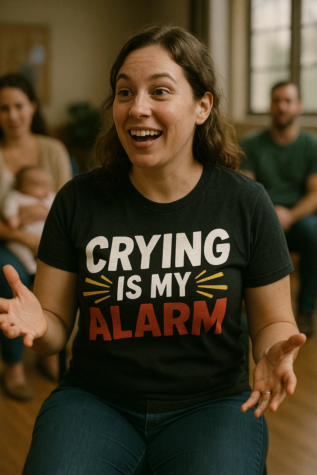 "Crying Is My Alarm" black first time parents t shirts - a birthday gift for new parents lover