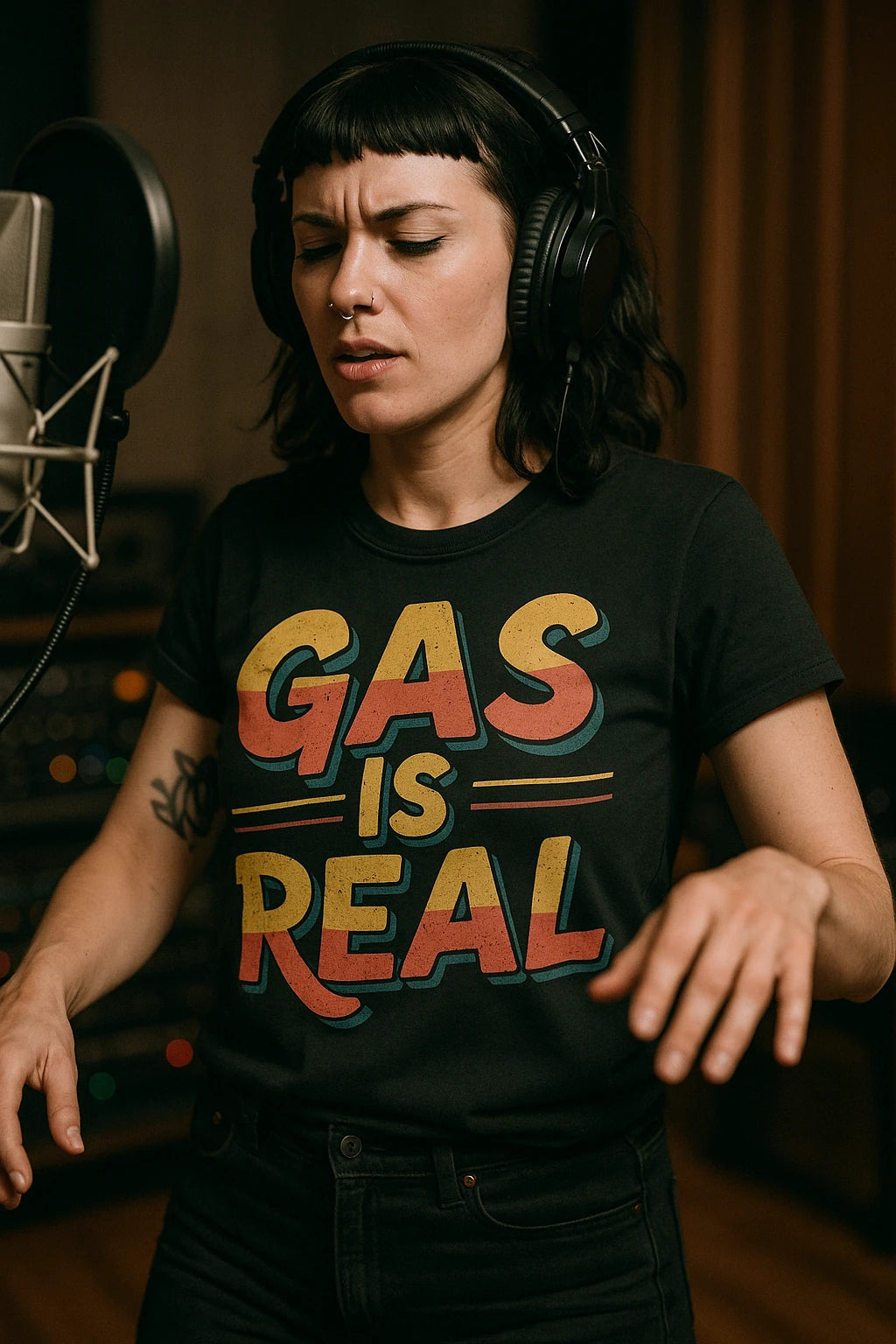 "Gas Is Real" black musician t shirt - also a father's day gifts for musicians