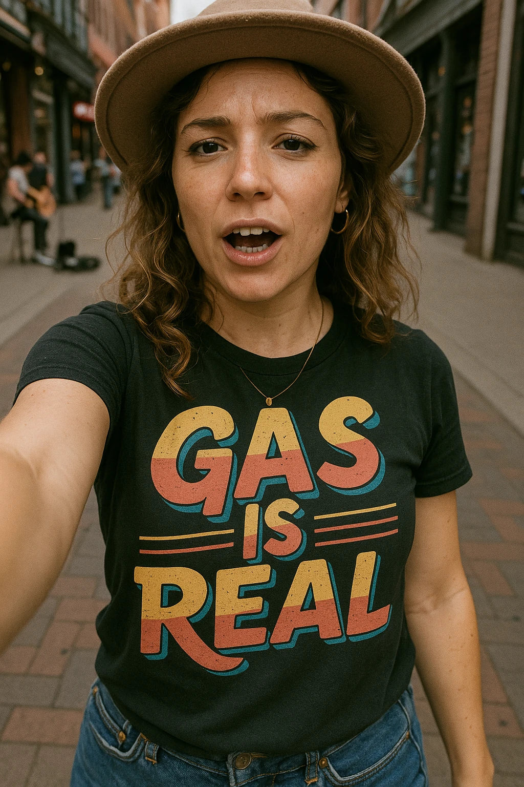 "Gas Is Real" black musician t shirt - also a secret santa gift for musician