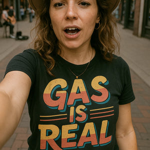 "Gas Is Real" black musician t shirt - also a secret santa gift for musician