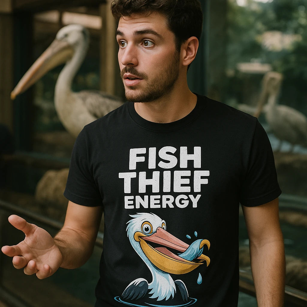"Fish Thief Energy" pelican t shirt - product photo 8