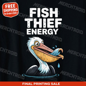 "Fish Thief Energy" pelican t shirt - product photo 9