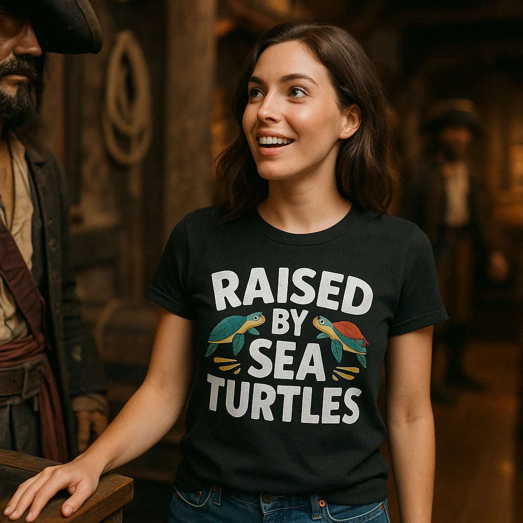 "Raised By Sea Turtles" pirate shirts for ladies - product photo 9