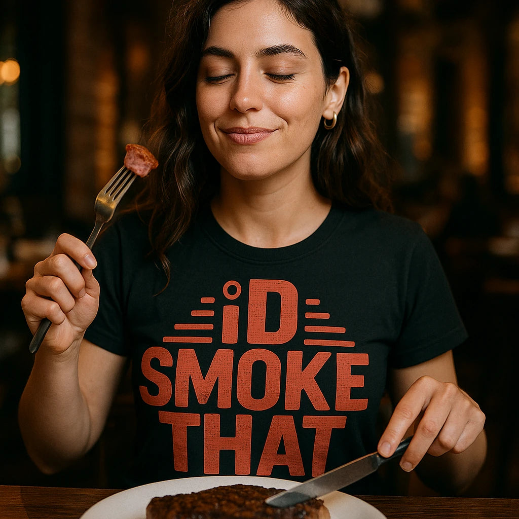 "Id Smoke That" steak t shirt - product photo 8
