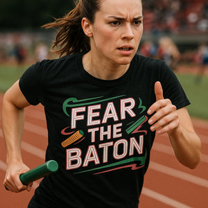 "Fear the Baton" track & field t shirt - product photo 8
