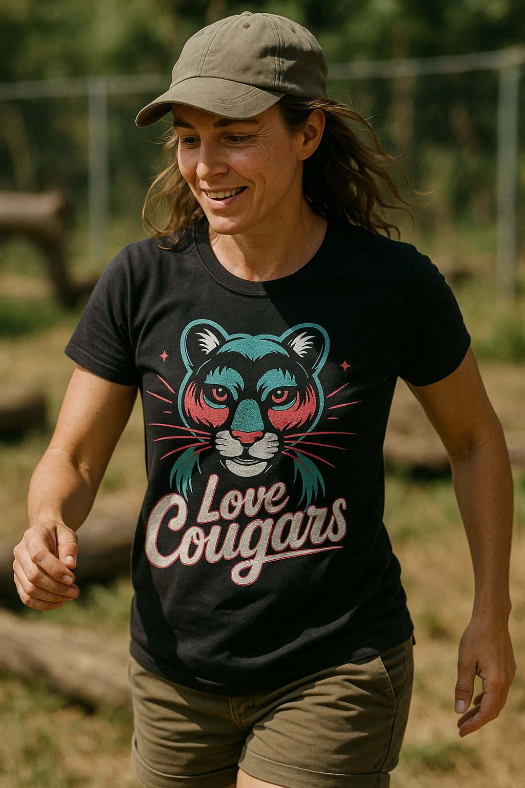 "Love Cougars" black cougar shirts - a birthday gift for cougar lover