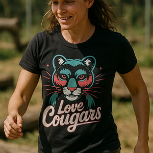 "Love Cougars" black cougar shirts - a birthday gift for cougar lover