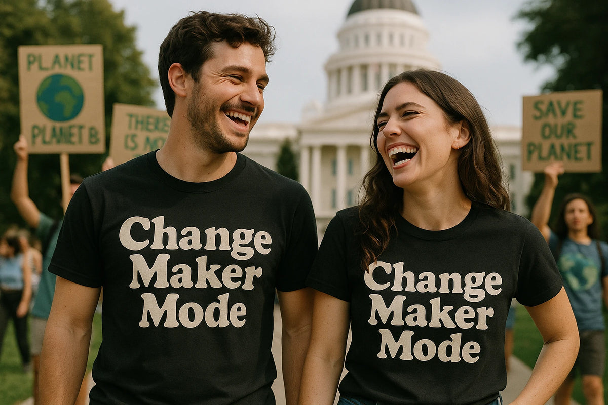 Person wearing the black activism shirts graphic tee - "Change Maker Mode" design