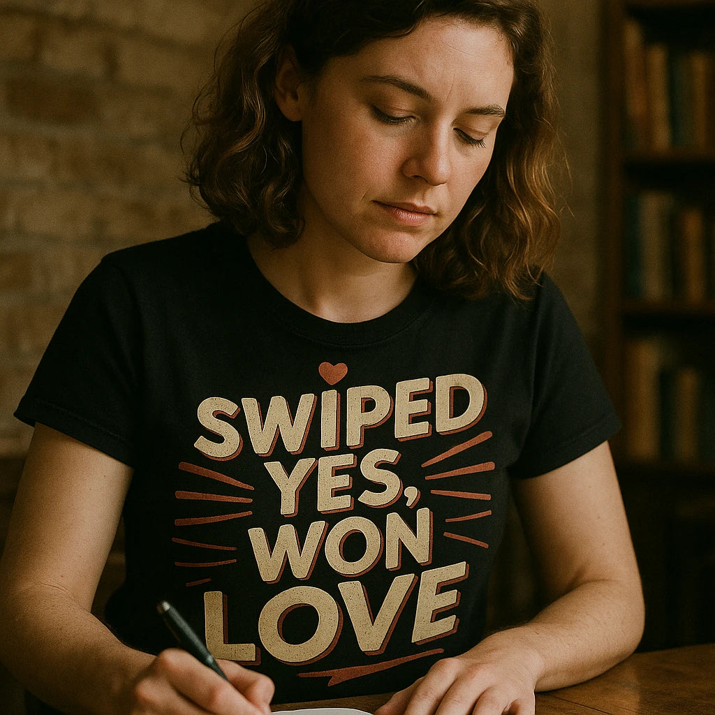 "Swiped Yes, Won Love" relationships shirts - product photo 8