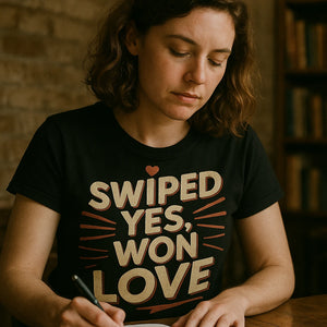 "Swiped Yes, Won Love" relationships shirts - product photo 8
