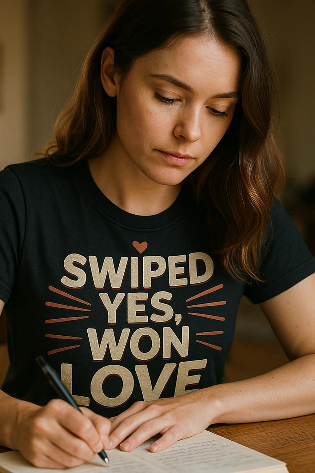 "Swiped Yes, Won Love" black relationships shirts, photographed as relationships lover gift