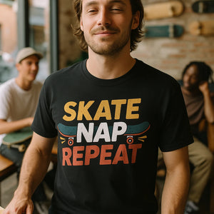 "Skate Nap Repeat" skateboard tee shirts - product photo 8