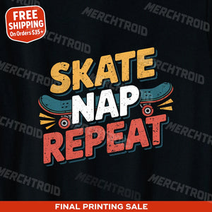 "Skate Nap Repeat" skateboard tee shirts - product photo 10