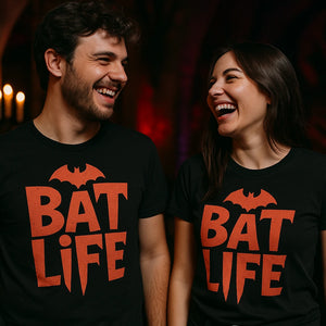 Person wearing the black mystic grill vampire diaries t shirt graphic tee - "Bat Life" design