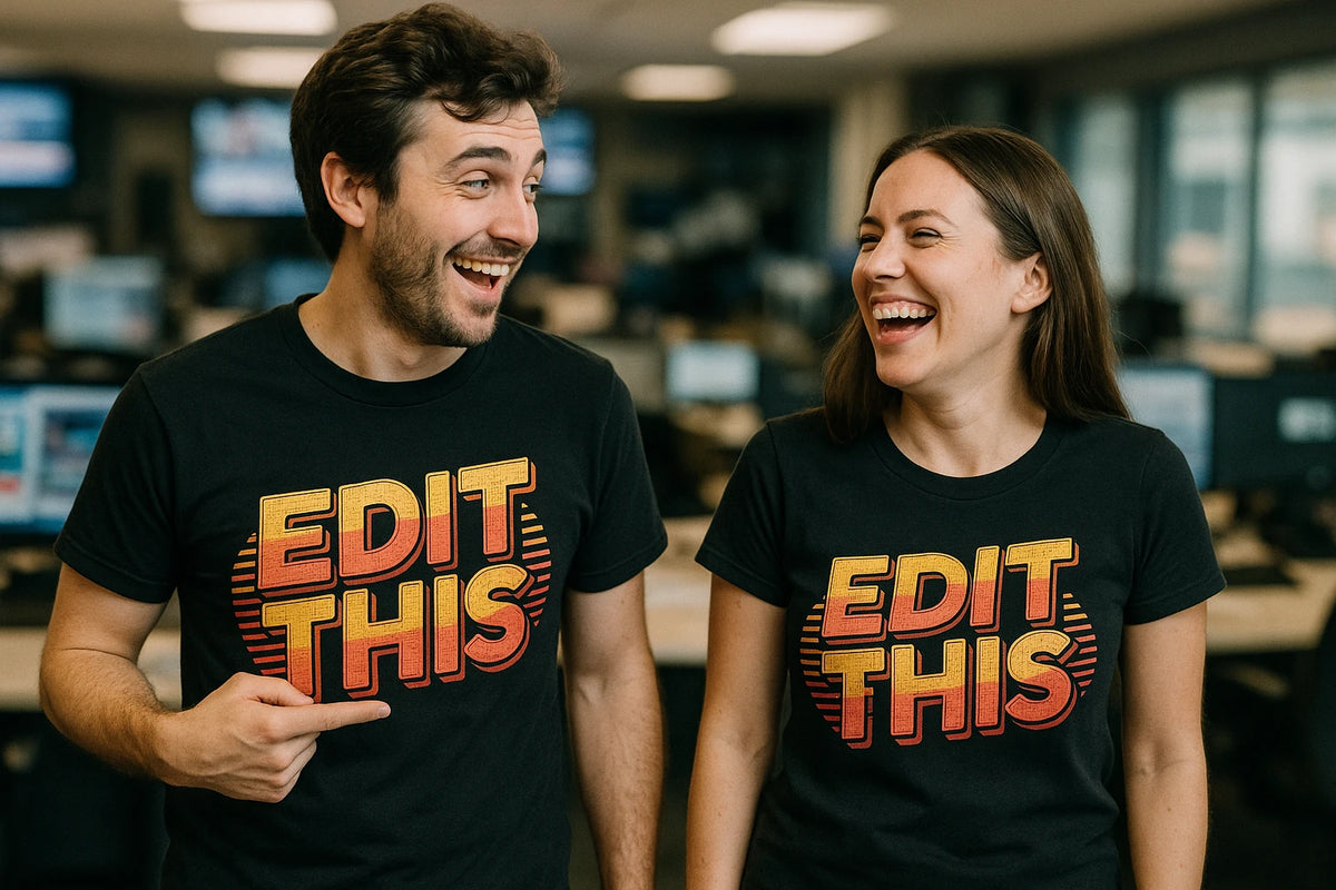 Person wearing the black journalist t shirt graphic tee - "Edit This" design