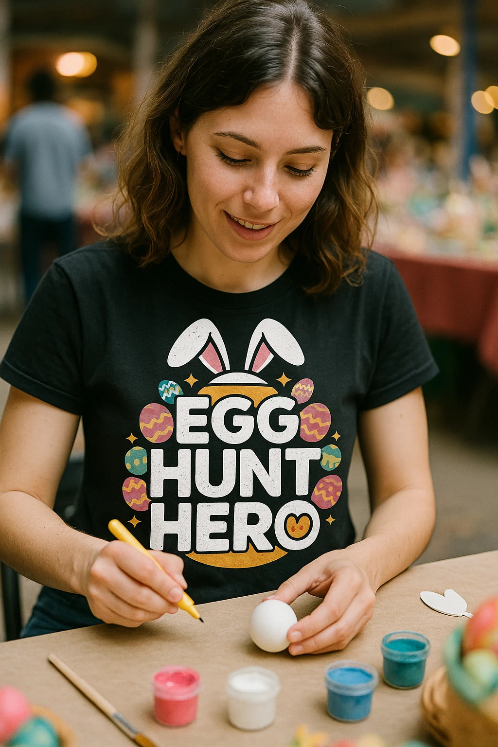 "Egg Hunt Hero" black womens easter shirts - a easter basket ideas for horse lovers
