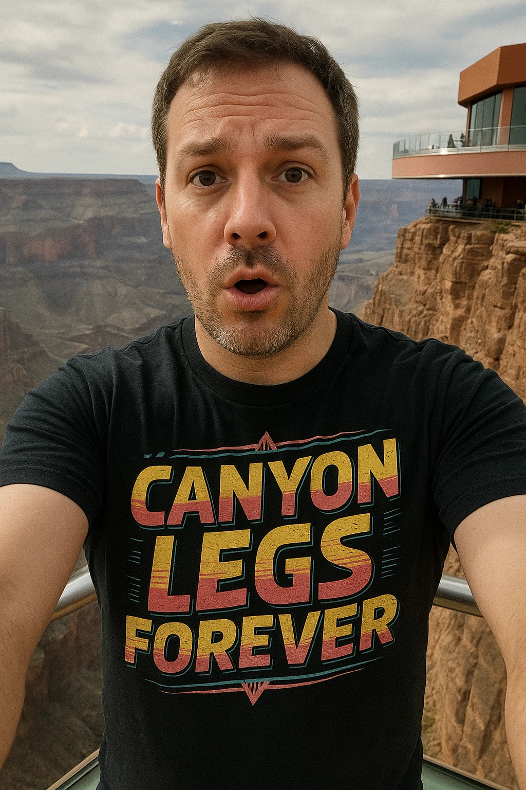"Canyon Legs Forever" black the grand canyon t shirt, photographed as the grand canyon lover gift