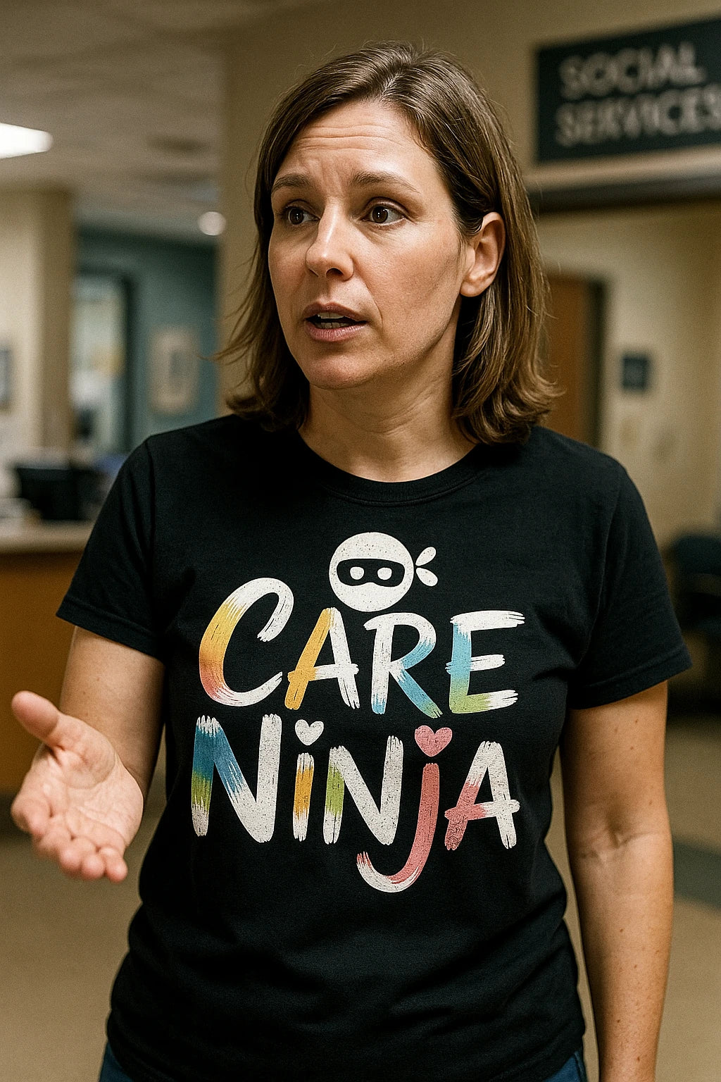 "Care Ninja" black social worker shirts - also a social worker gift ideas