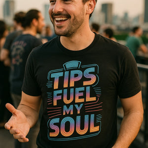 "Tips Fuel My Soul" black bartender shirts - also a bartender gifts for home