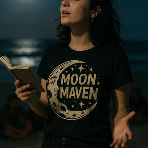 "Moon Maven" black man on the moon t shirt - also a the moon lover gift ideas