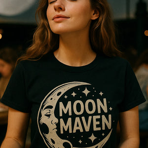 "Moon Maven" black man on the moon t shirt - a birthday gift for the moon lover