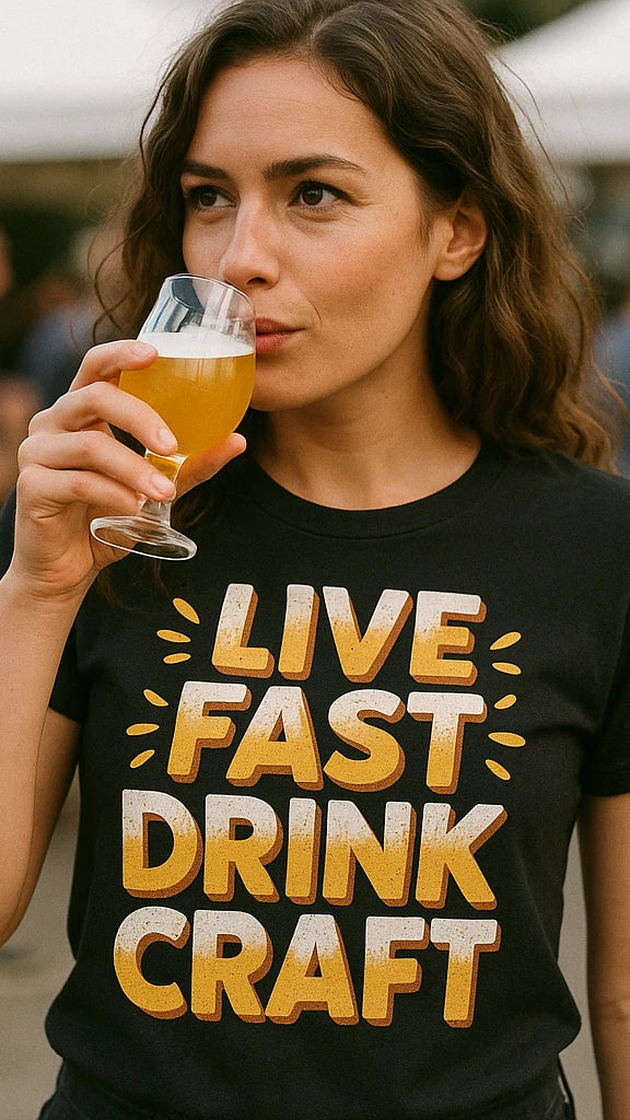 "Live Fast Drink Craft" black beer t shirt - also one of the gifts for people who like beer