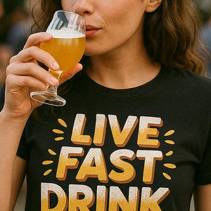 "Live Fast Drink Craft" black beer t shirt - also one of the gifts for people who like beer