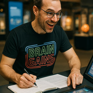 "Brain Gains" studying t shirt - product photo 8