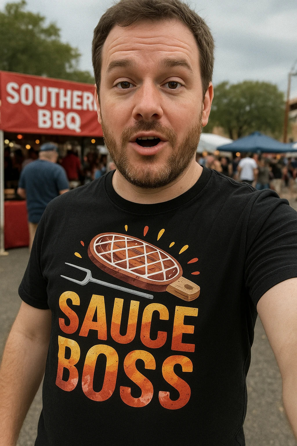 "Sauce Boss" black t shirt bbq - also one of the best gifts for bbq lovers