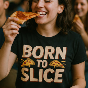 "Born To Slice" black pizza t shirt - also one of the best gifts for pizza lovers