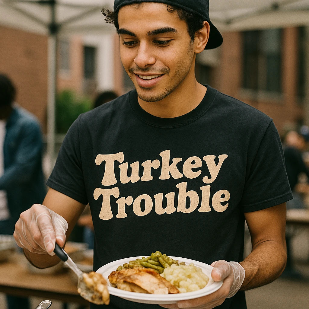 "Turkey Trouble" thanksgiving tees - product photo 8