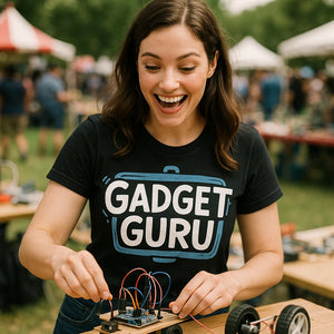 "Gadget Guru" black gadget t shirt - also one of the best gadgets for tech lovers