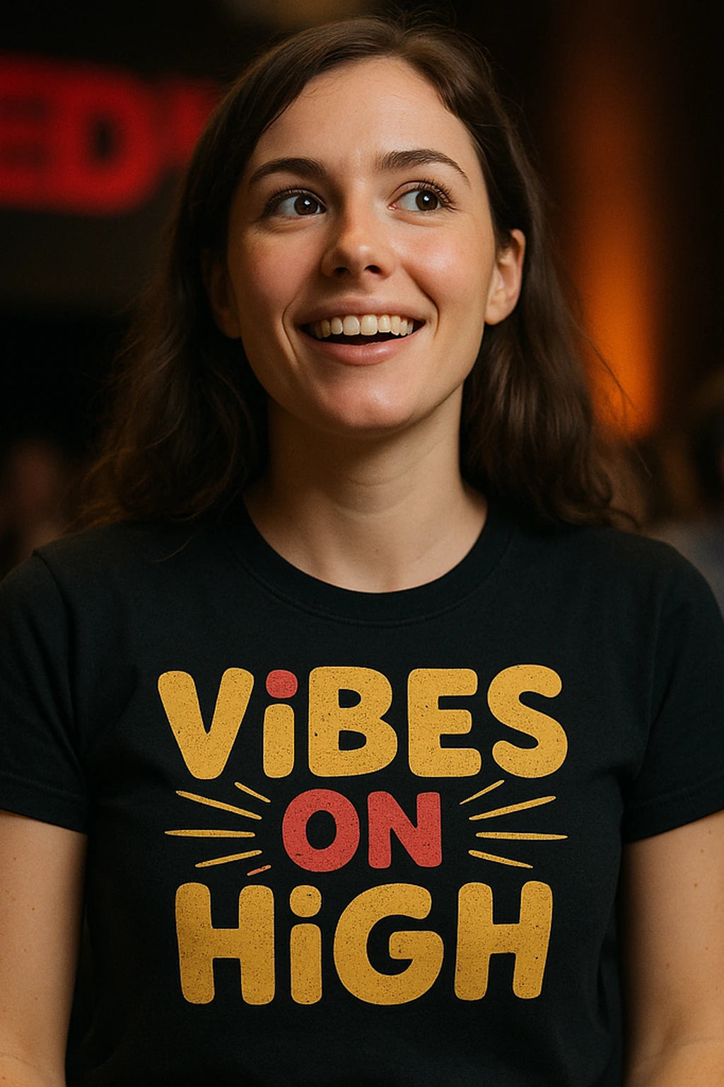 "Vibes on High" black growth mindset tshirts, photographed as growth mindset lover gift