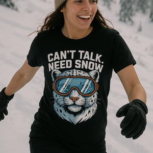 "Can'T Talk. Need Snow" black snowboard tee - also a thermal shirt for snowboarding