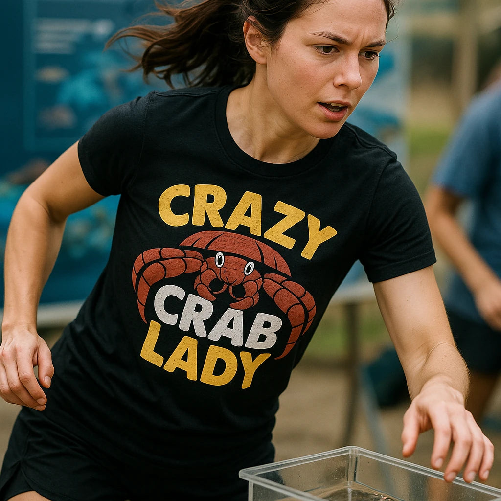 "Crazy Crab Lady" hermit crab t shirt - product photo 8