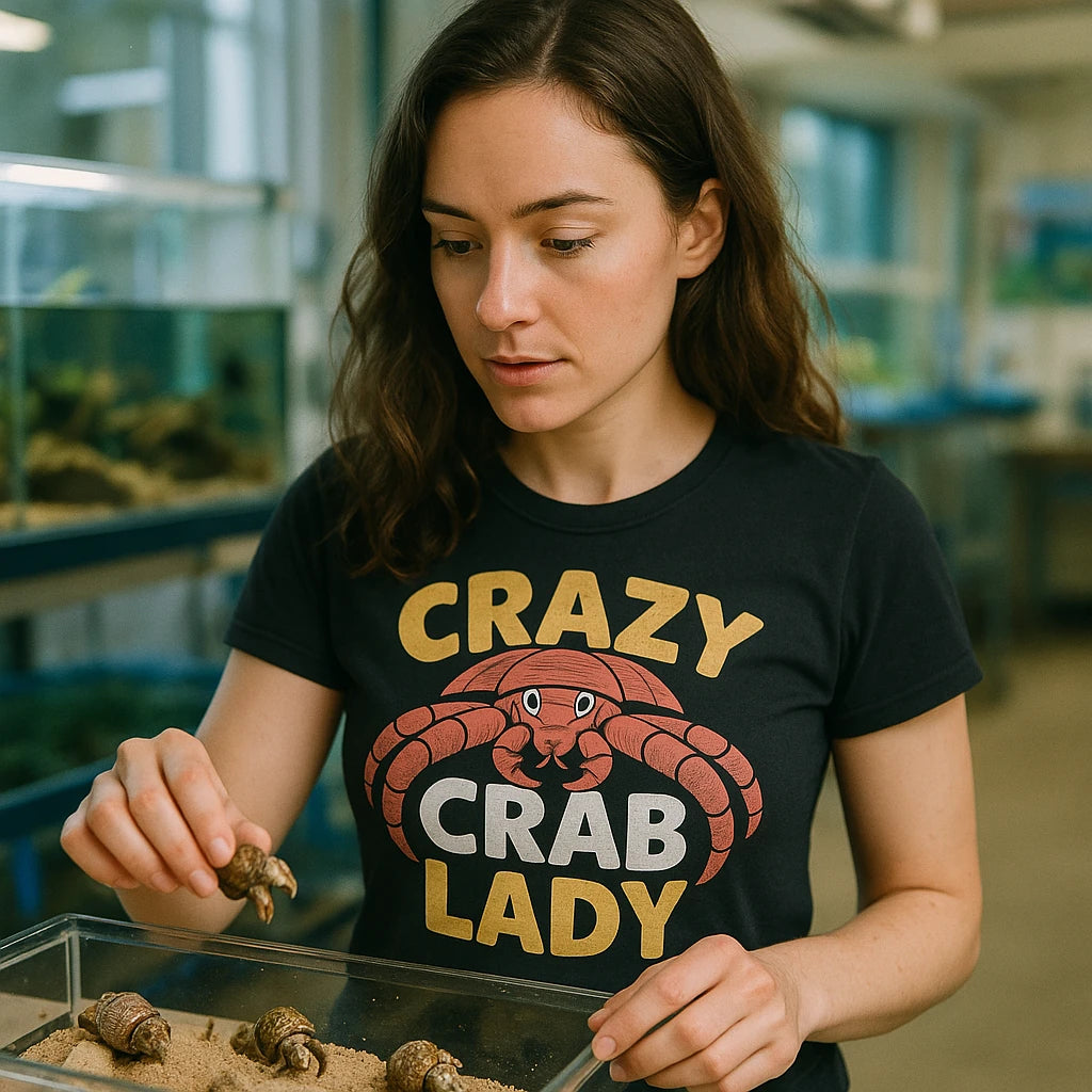 "Crazy Crab Lady" hermit crab t shirt - product photo 9