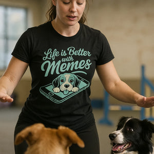 "Life Is Better With Memes" black dog shirts for small dogs - also a dog clothes for large dogs