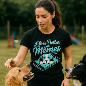"Life Is Better With Memes" black dog shirts for small dogs - also a anxiety jacket for dogs