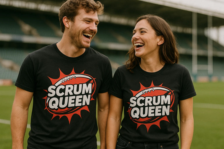 Person wearing the black mens rugby shirts graphic tee - 