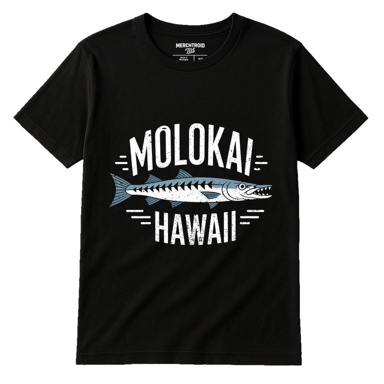 Black Minimalist Geometric Barracuda T Shirt - 