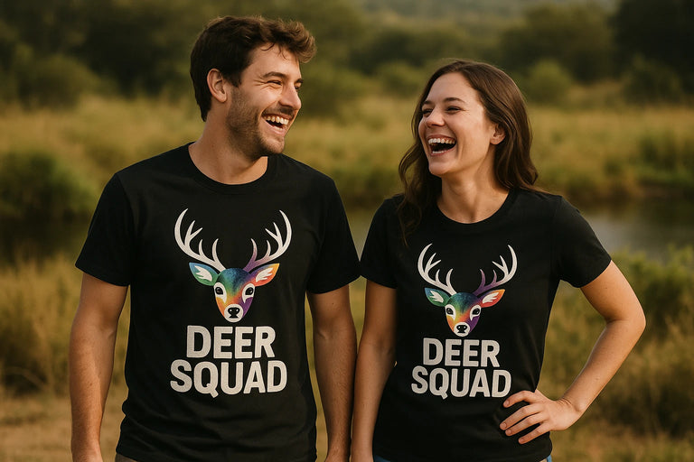 Person wearing the black deer shirts graphic tee - 
