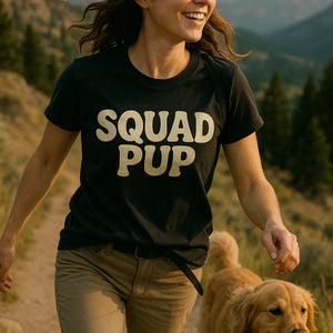 "Squad Pup" black personalized t shirts for dog lovers - also a a perfect shirt for dog lovers