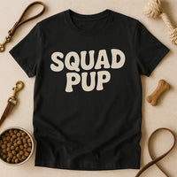 A black T-shirt with the text 