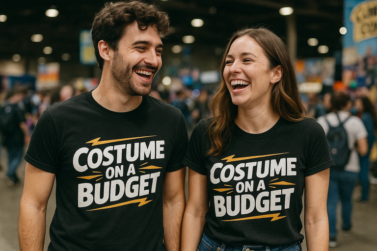 Person wearing the black costume t shirt graphic tee - 