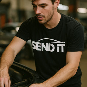 "Send It" black car t shirt - also one of the cool gifts for car guys